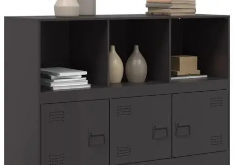 Servantă, negru, 99x39x73 cm, oțel - 4/5