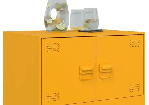 Măsuță de cafea, galben muștar, 67x50x44 cm, oțel - 4/5