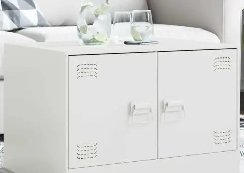 Măsuță de cafea, alb, 67x50x44 cm, oțel - 1/5