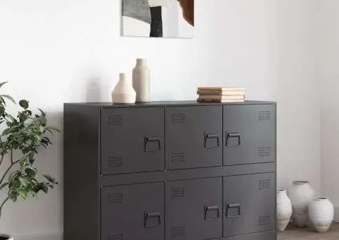 Servantă, negru, 99x39x73 cm, oțel - 3/5