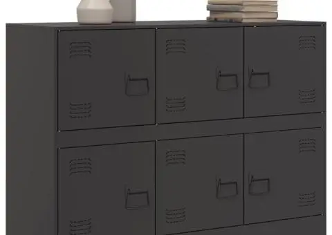 Servantă, negru, 99x39x73 cm, oțel - 4/5