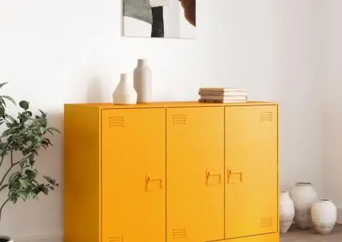 Noptieră, galben muștar, 99x39x73 cm oțel - 3/5