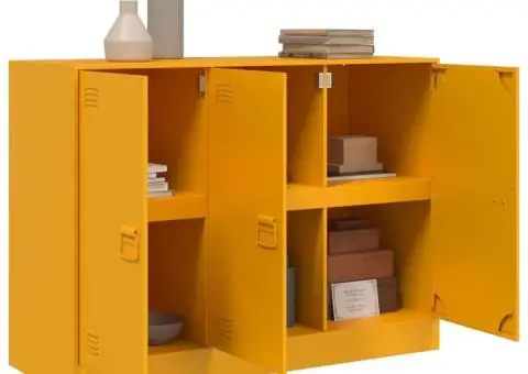 Noptieră, galben muștar, 99x39x73 cm oțel - 5/5