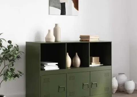 Bufeta verde măslină 99x39x73 cm oțel - 3/5