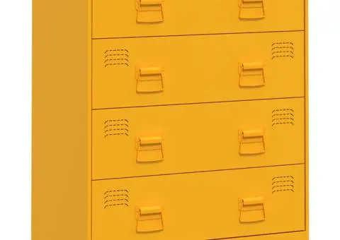 Noptieră, galben muștar, 67x39x83 cm oțel - 2/5