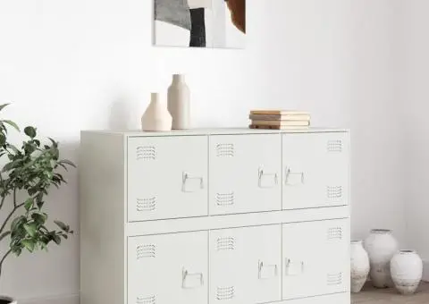 Servantă, alb, 99x39x73 cm, oțel - 3/5