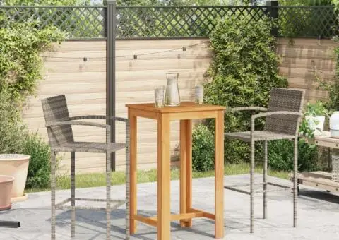 Set bar de grădină, 3 piese, gri, lemn masiv acacia/ poliratan - 3/5