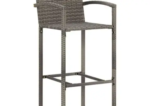 Set bar de grădină, 3 piese, gri, lemn masiv acacia/ poliratan - 4/5