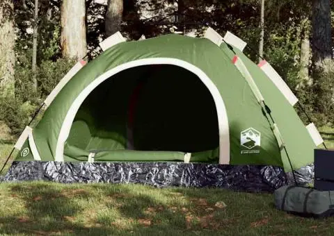 Cort de camping pentru 4 persoane, setare rapidă, verde - 1/5