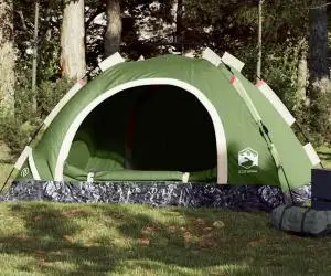 vidaXL Cort de camping pentru 4 persoane, setare rapidă, verde