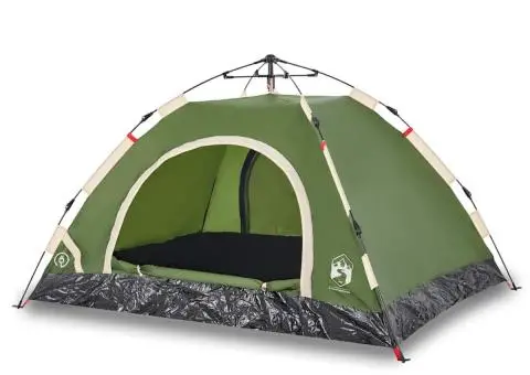 Cort de camping pentru 4 persoane, setare rapidă, verde - 2/5