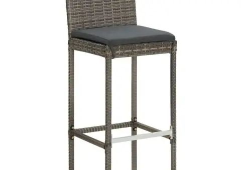 Set bar de grădină, 7 piese, gri, lemn masiv acacia/ poliratan - 4/5