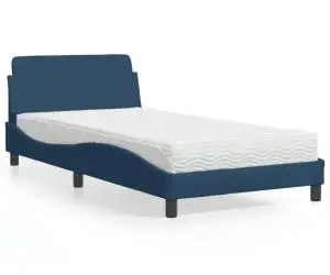 vidaXL Pat cu saltea, albastru, 100x200 cm, textil