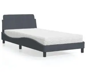 vidaXL Pat cu saltea, gri închis, 100x200 cm, catifea