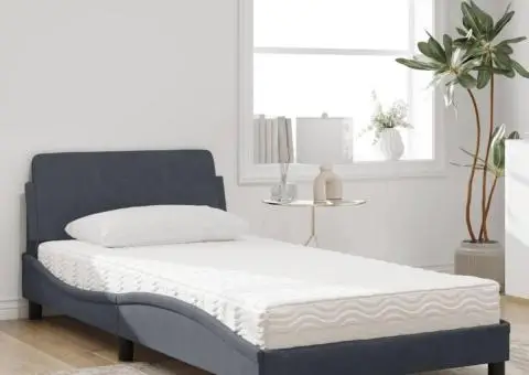 Pat cu saltea, gri închis, 100x200 cm, catifea - 3/5