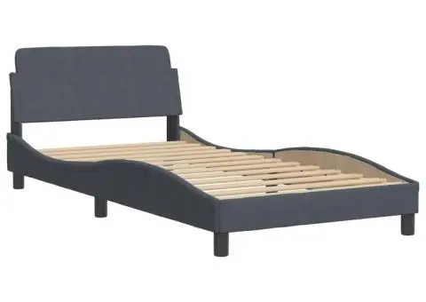 Pat cu saltea, gri închis, 100x200 cm, catifea - 4/5