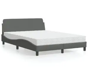 vidaXL Pat cu saltea, gri închis, 120x200 cm, textil