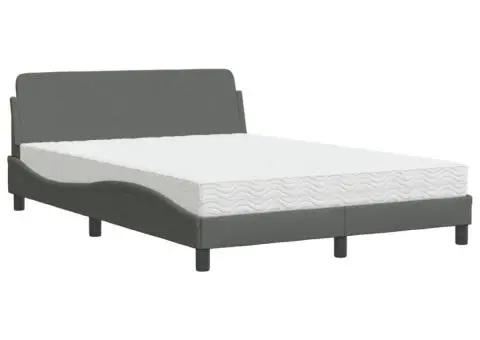 Pat cu saltea, gri închis, 120x200 cm, textil - 2/5