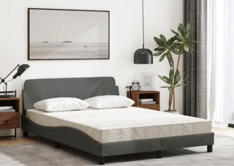 Pat cu saltea, gri închis, 120x200 cm, textil - 3/5