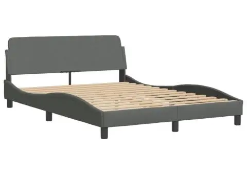 Pat cu saltea, gri închis, 120x200 cm, textil - 4/5