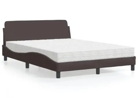 Pat cu saltea, maro închis, 120x200 cm, textil - 1/5