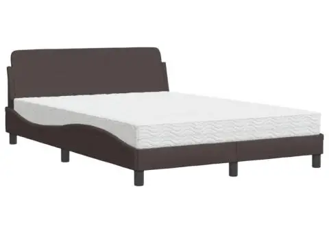 Pat cu saltea, maro închis, 120x200 cm, textil - 2/5