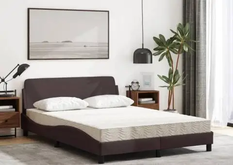 Pat cu saltea, maro închis, 120x200 cm, textil - 3/5