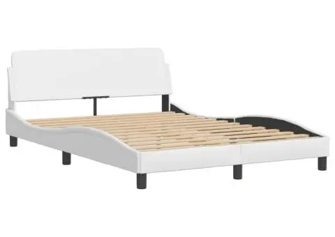 Pat cu saltea, alb, 120x200 cm, piele ecologică - 4/5