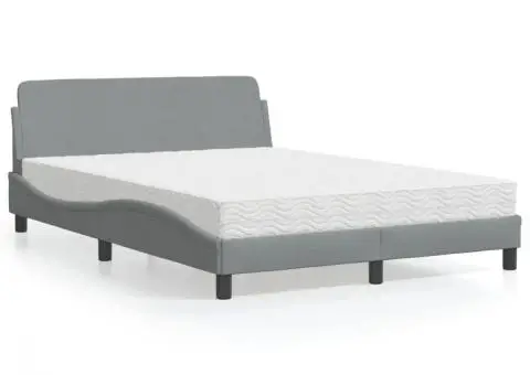 Pat cu saltea, gri deschis, 140x190 cm, textil - 1/5