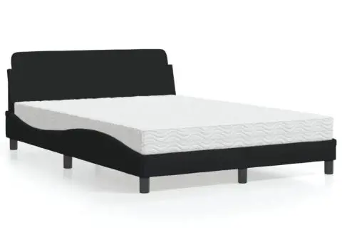 Pat cu saltea, negru, 140x190 cm, textil - 1/5