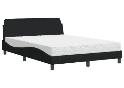 Pat cu saltea, negru, 140x190 cm, textil - 2/5