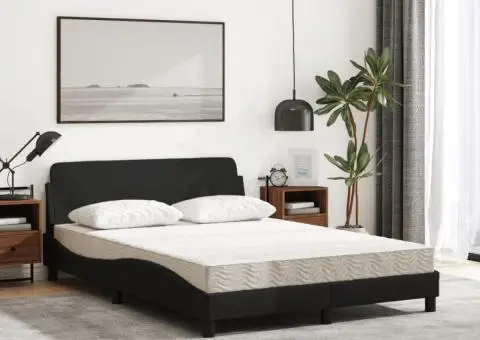 Pat cu saltea, negru, 140x190 cm, textil - 3/5