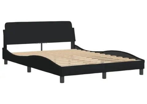 Pat cu saltea, negru, 140x190 cm, textil - 4/5