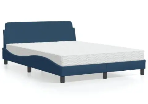 Pat cu saltea, albastru, 140x200 cm, textil - 1/5