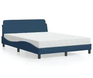 vidaXL Pat cu saltea, albastru, 140x200 cm, textil