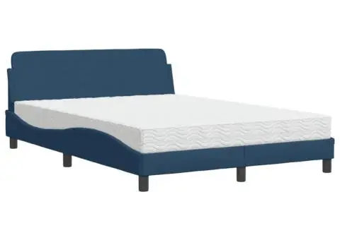 Pat cu saltea, albastru, 140x200 cm, textil - 2/5