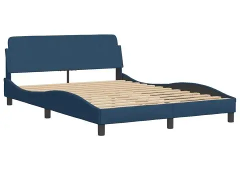 Pat cu saltea, albastru, 140x200 cm, textil - 4/5