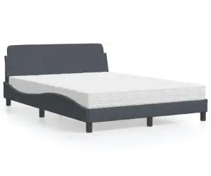 vidaXL Pat cu saltea, gri închis, 140x190 cm, catifea