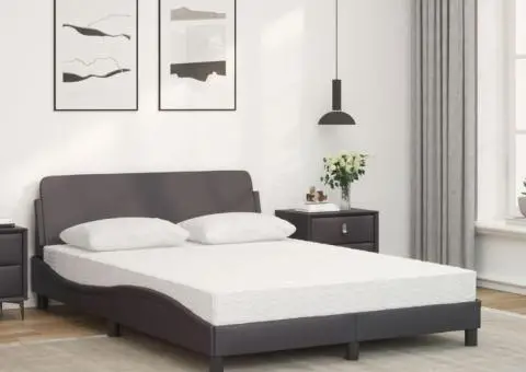 Pat cu saltea, gri, 140x190 cm, piele ecologică - 3/5