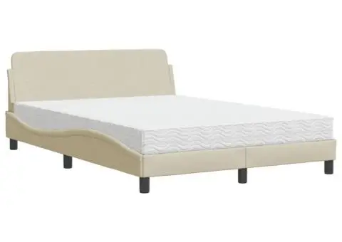 Pat cu saltea, crem, 140x200 cm, material textil - 2/5