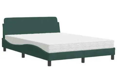 Pat cu saltea, verde închis, 140x200 cm, catifea - 2/5