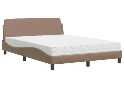 Pat cu saltea, cappuccino, 140x200cm piele ecologică - 2/5