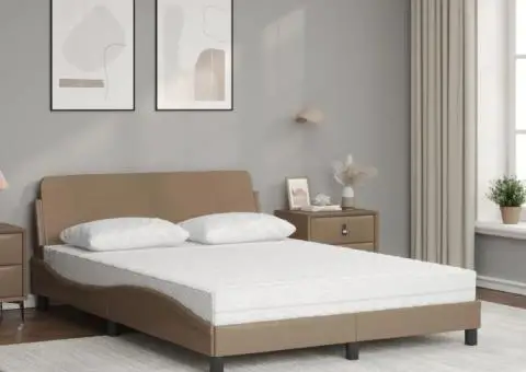 Pat cu saltea, cappuccino, 140x200cm piele ecologică - 3/5