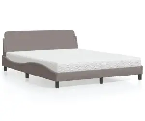 vidaXL Pat cu saltea, gri taupe, 160x200 cm material textil