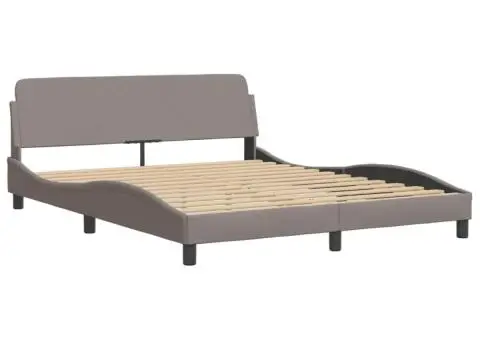 Pat cu saltea, gri taupe, 160x200 cm material textil - 4/5