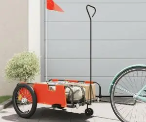 vidaXL Remorcă bicicletă, portocaliu și negru, țesătură oxford și fier