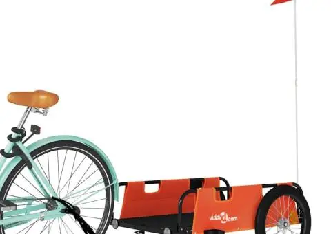 Remorcă bicicletă, portocaliu și negru, țesătură oxford și fier - 3/5