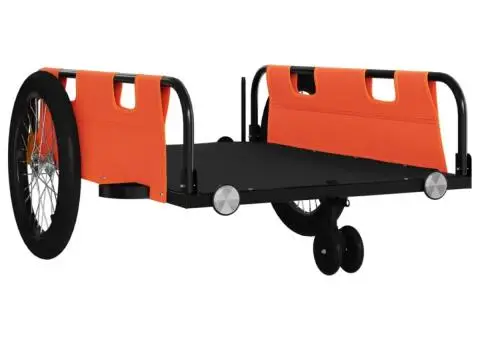 Remorcă bicicletă, portocaliu și negru, țesătură oxford și fier - 4/5