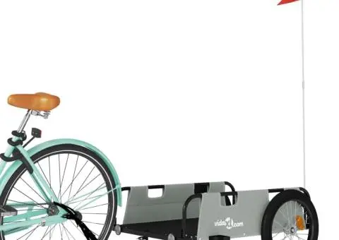 Remorcă biciclete, gri și negru, țesătură oxford și fier - 3/5