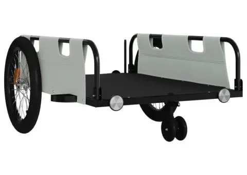 Remorcă biciclete, gri și negru, țesătură oxford și fier - 4/5